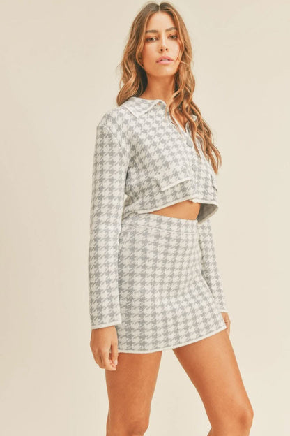 Chic houndstooth knit set for women - Love Salve 
