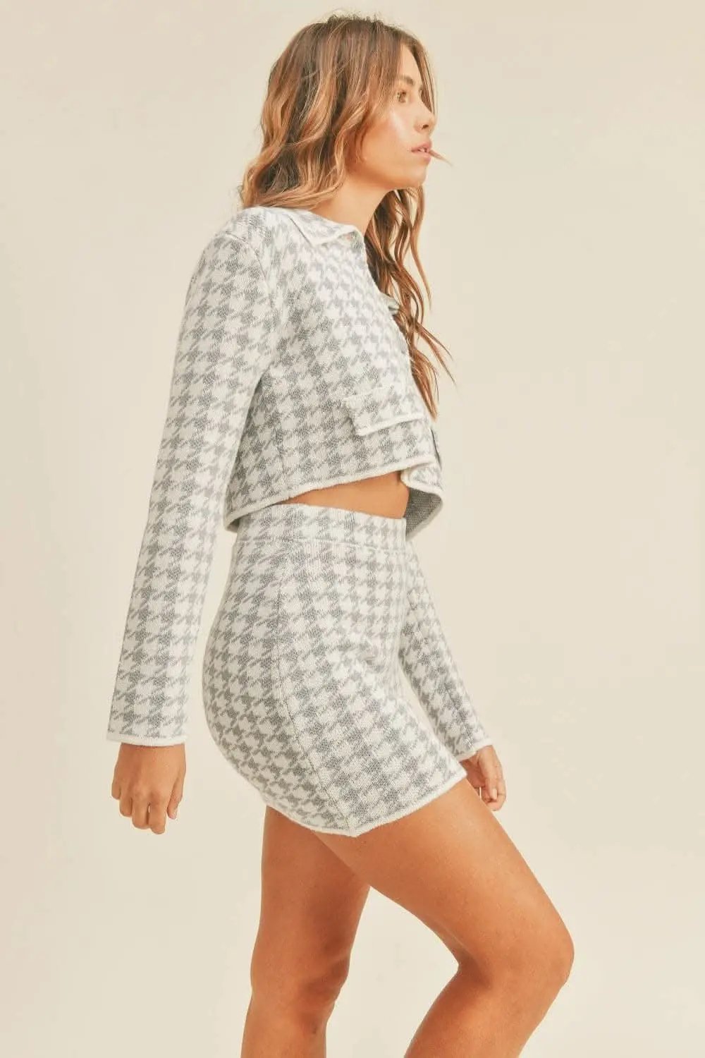 Chic houndstooth knit set for women - Love Salve 