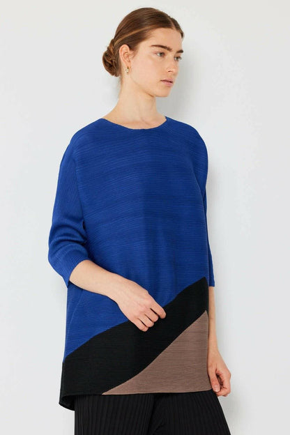 Colorful Ribbed Pleated Top with Unique Design - Love Salve 