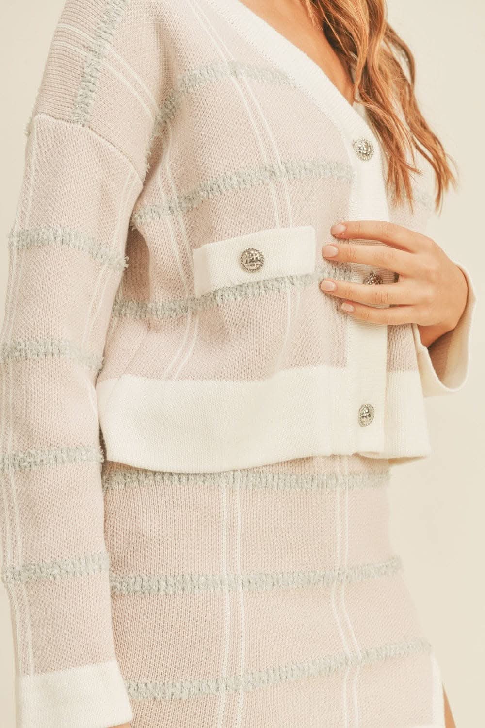 Plaid cardigan and skirt set - Love Salve 