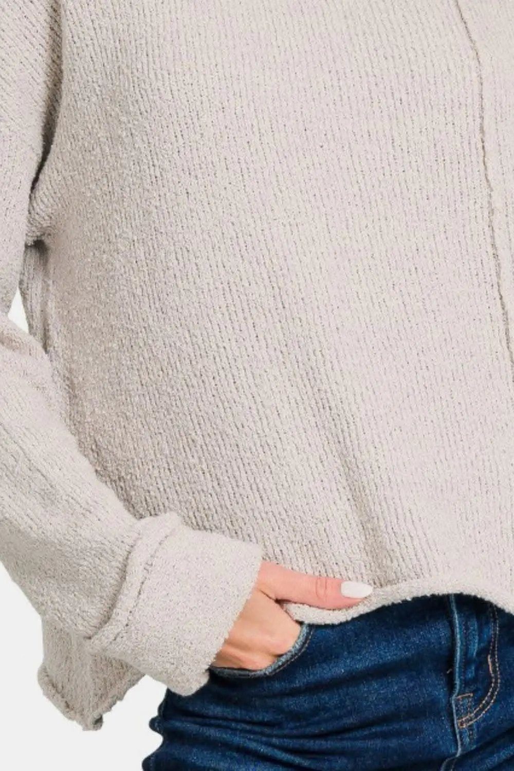 Chic drop shoulder asymmetrical sweater - Love Salve 