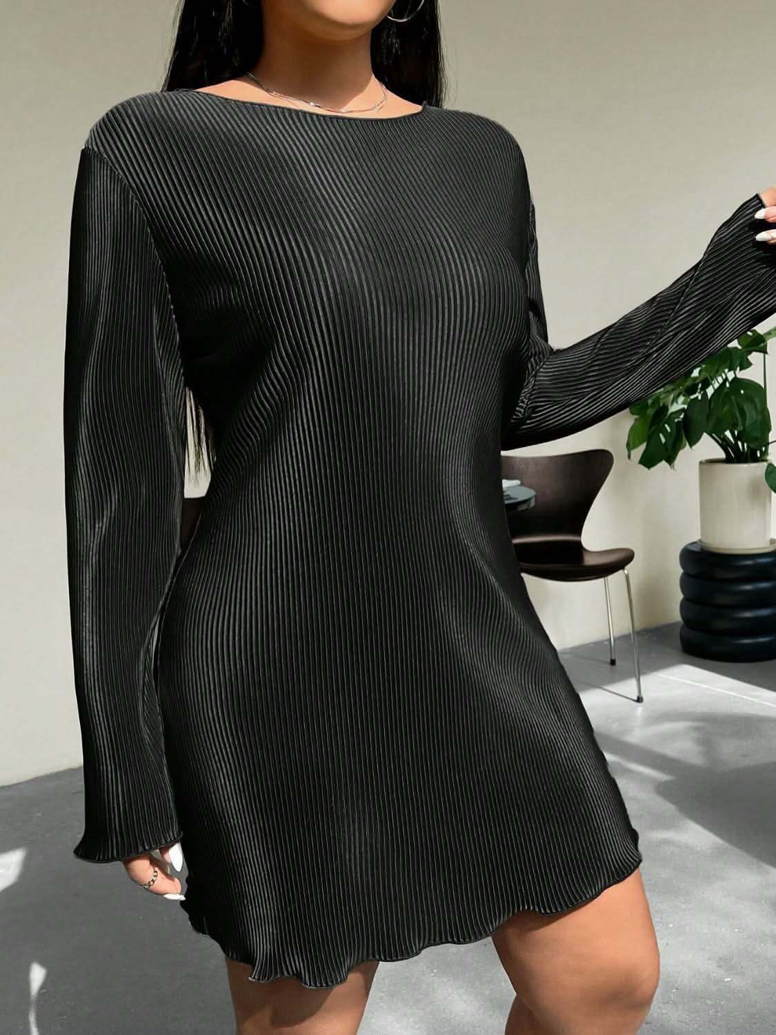 Chic Plus Size Long Sleeve Dress for Effortless Elegance 
