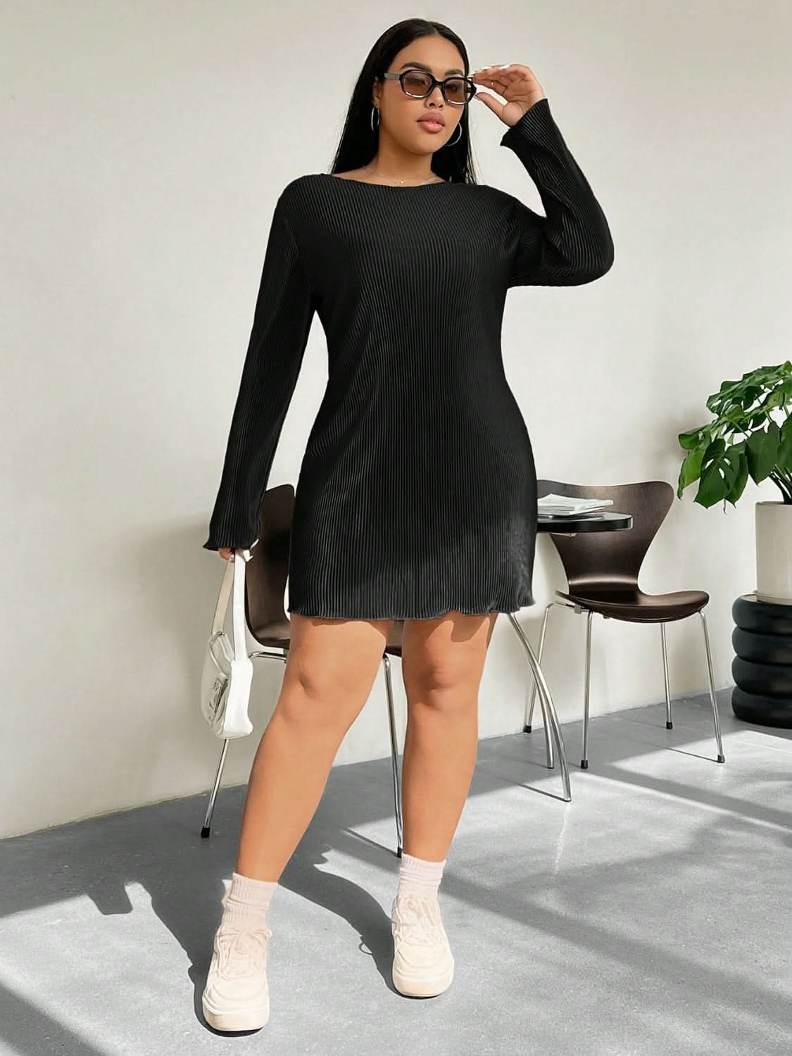 Chic Plus Size Long Sleeve Dress for Effortless Elegance 
