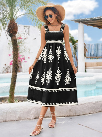 Chic square neck midi dress - Love Salve 