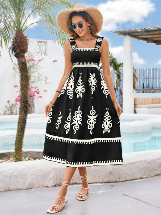 Chic square neck midi dress - Love Salve 