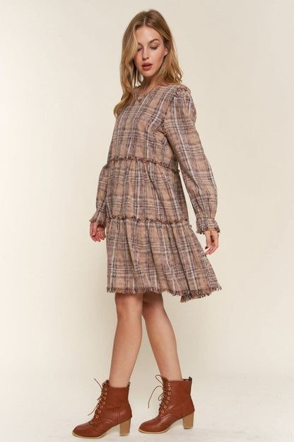 Chic Plaid Tiered Dress by And The Why for Effortless Style - Love Salve 