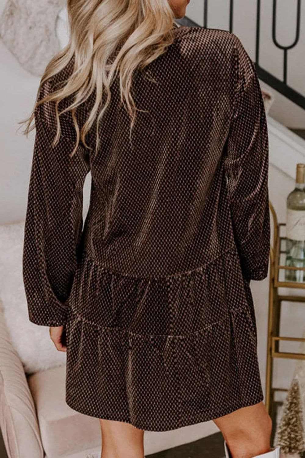Chic V-neck long sleeve mini dress - Love Salve 