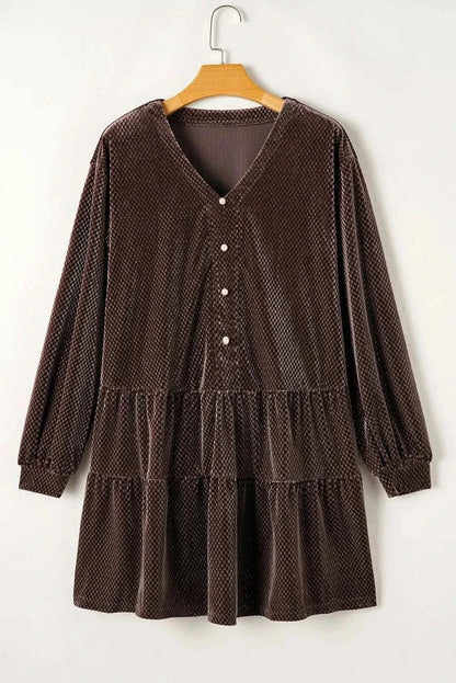 Chic V-neck long sleeve mini dress - Love Salve 