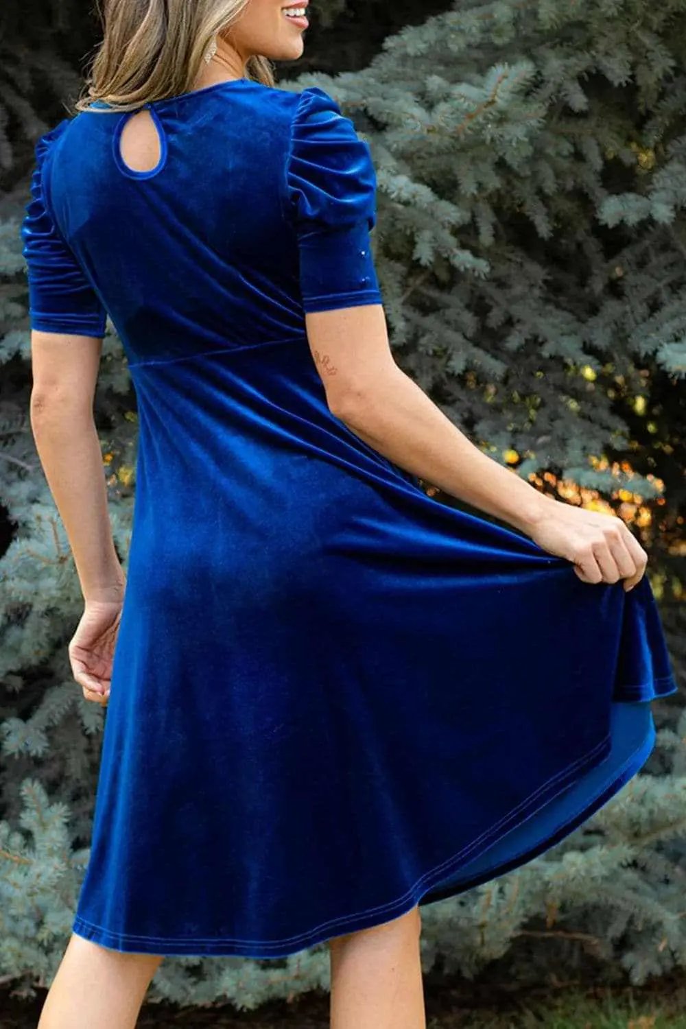 Chic velvet puff sleeve dress - Love Salve 