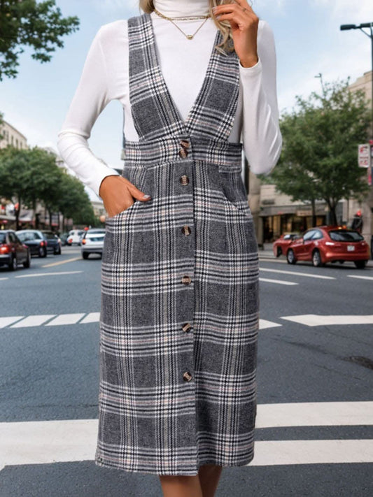 Chic plaid dress with pockets - Love Salve 