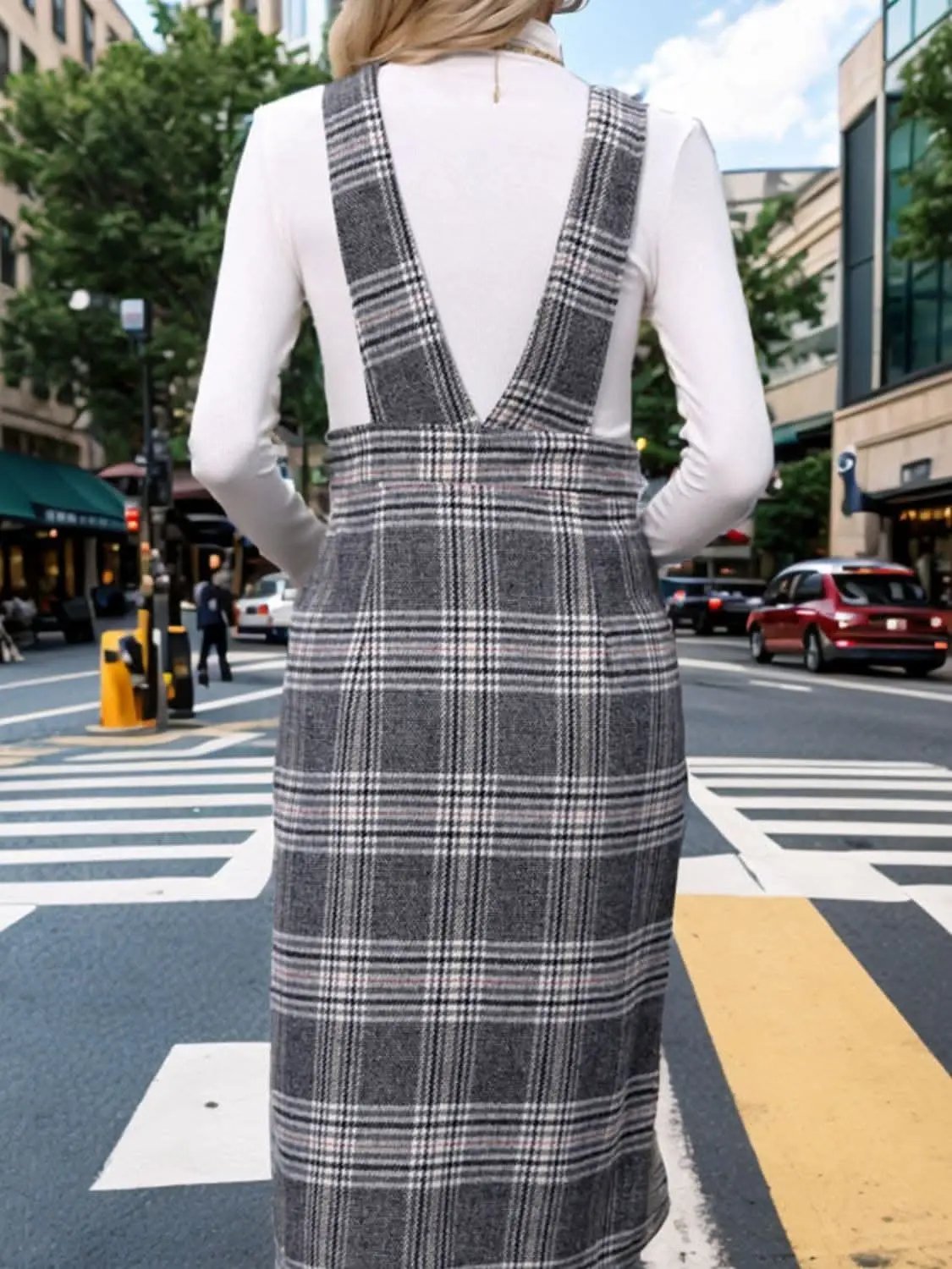 Chic plaid dress with pockets - Love Salve 
