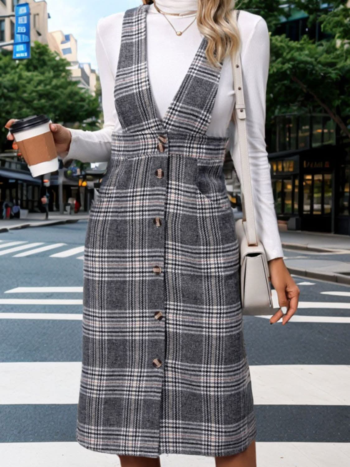 Chic plaid dress with pockets - Love Salve 