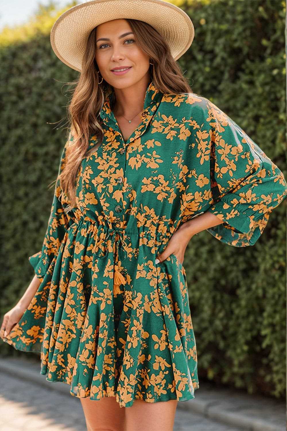 Chic three-quarter sleeve mini dress - Love Salve 