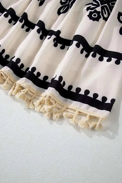 Bohemian tassel dress, 3/4 sleeve - Love Salve 