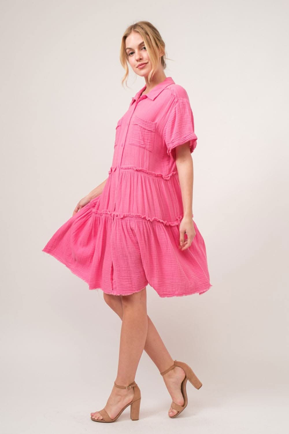 Chic Tiered Shirt Dress by And The Why for Effortless Style - Love Salve 