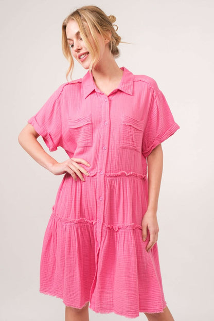 Chic Tiered Shirt Dress by And The Why for Effortless Style - Love Salve 