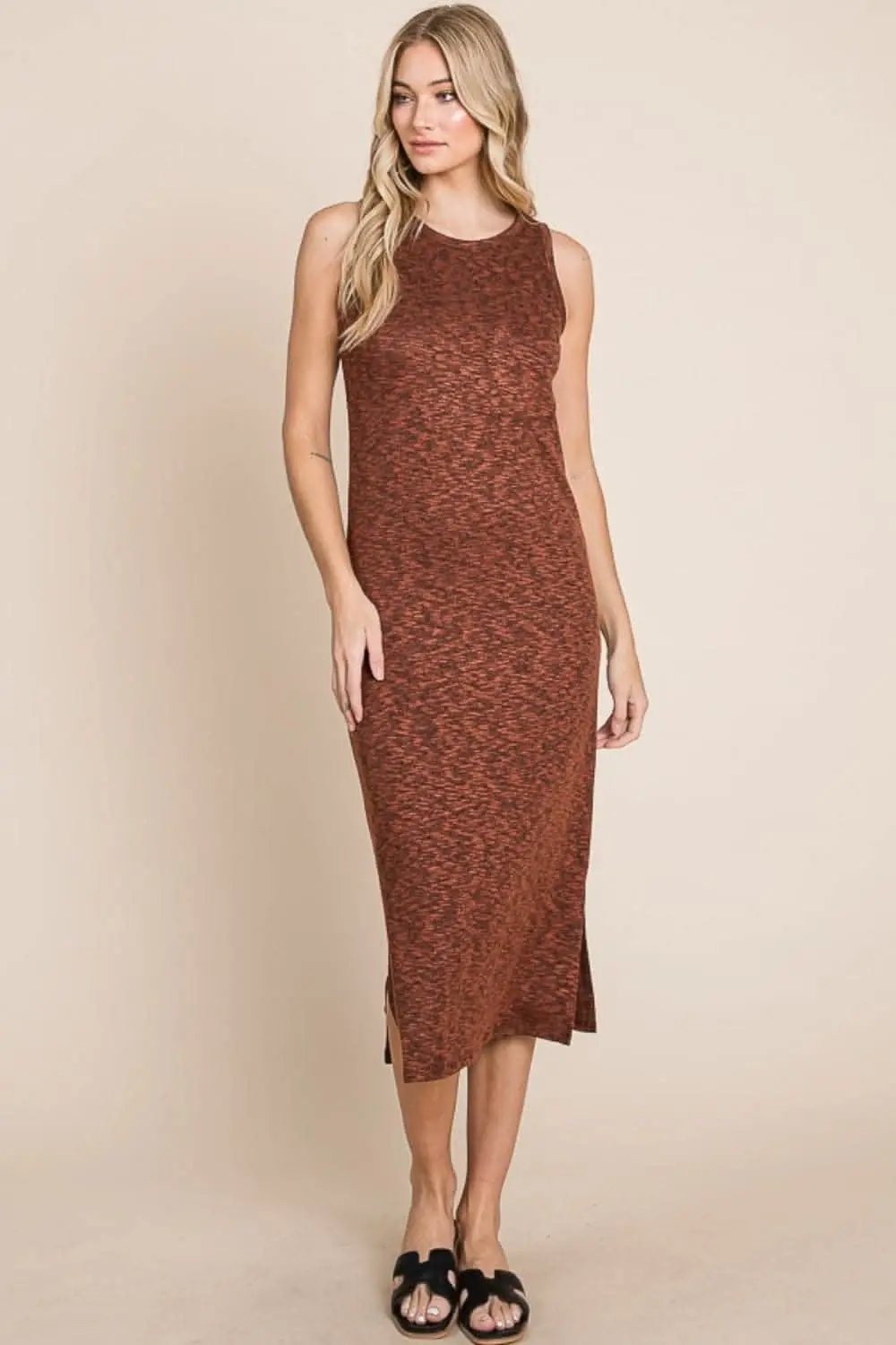 Chic Sleeveless Midi Dress With Slit for Effortless Style - Love Salve 
