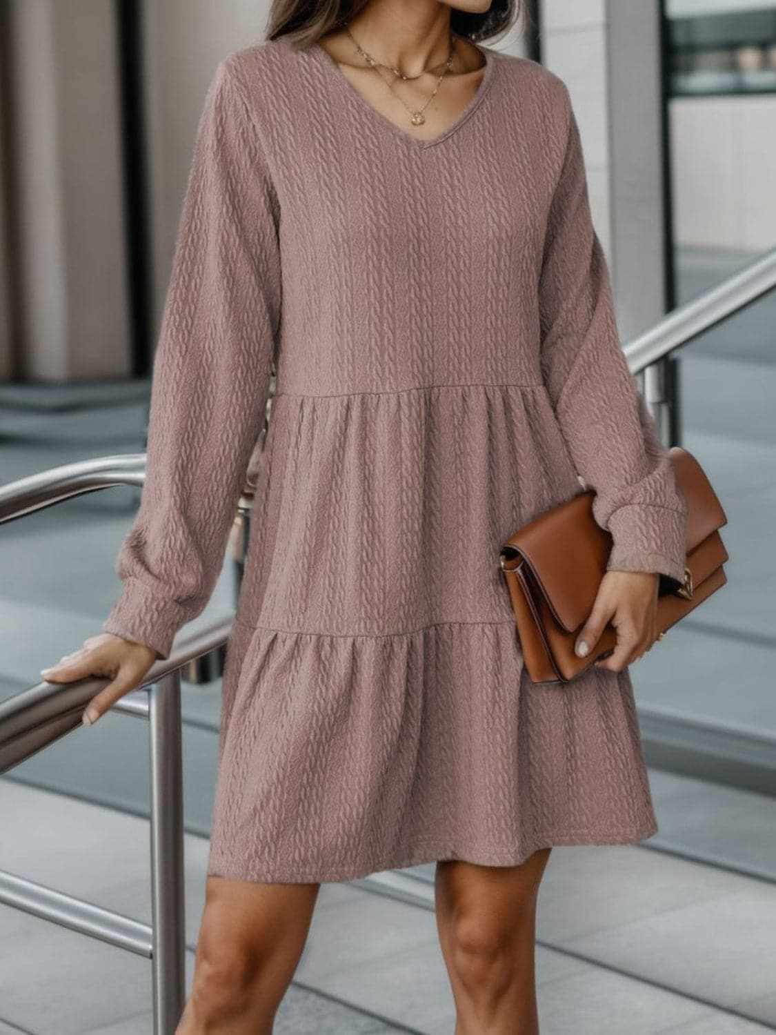 Chic v-neck long sleeve dress - Love Salve 