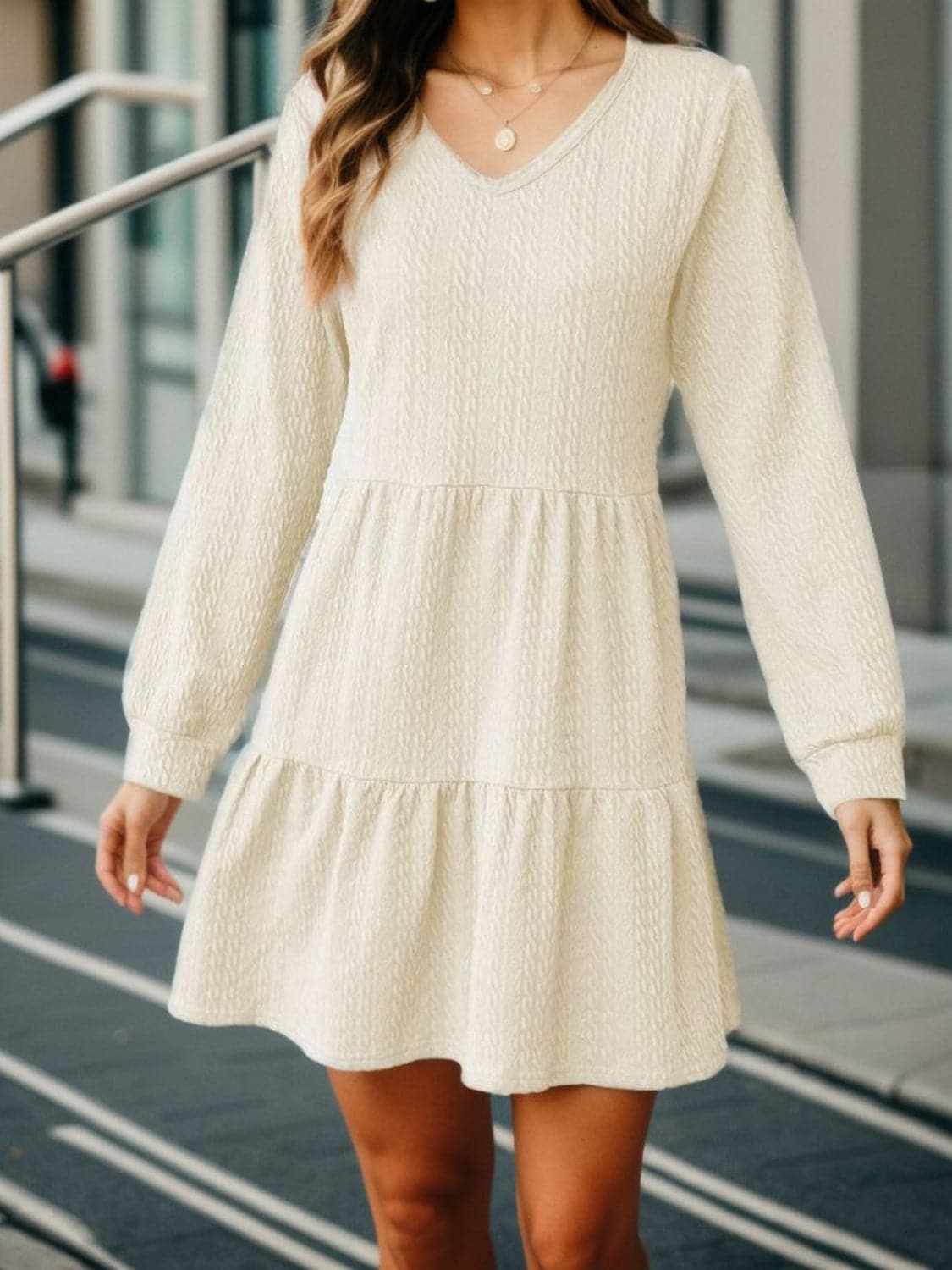 Chic v-neck long sleeve dress - Love Salve 