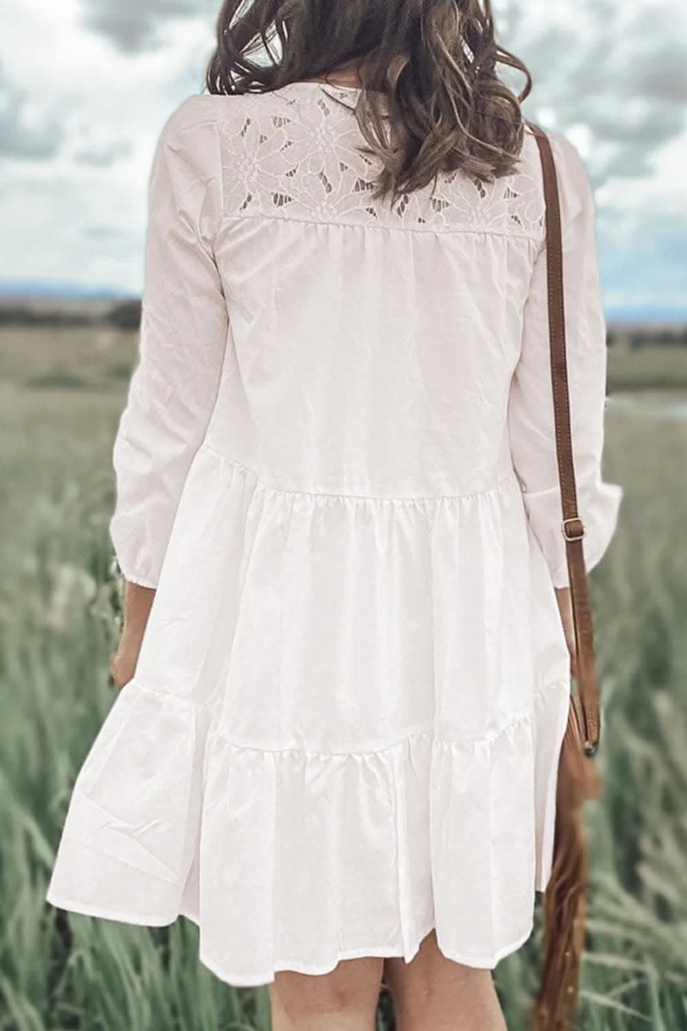 Elegant Lace Tiered Dress With Sleeves For All Occasions - Love Salve 