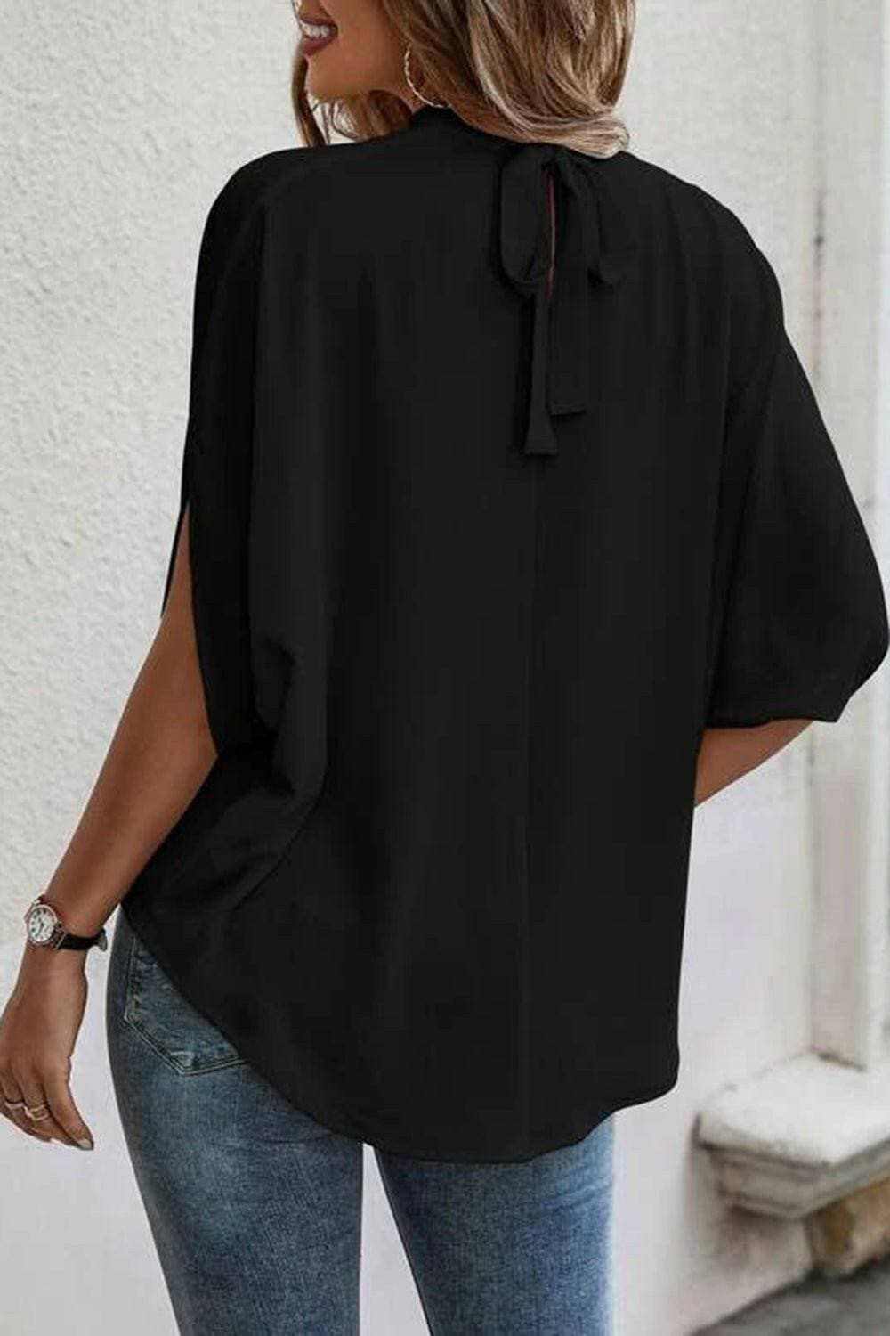 Elegant Tie-Back Sheer Blouse with Slit SleevesElegant Tie-Back Sheer Blouse with Slit Sleeves
 Step into Effortless Elegance with our Stunning Sheer Blouse
 
 
Trendy Tied Back Design: Make a stylish statement wLove Salve Elegant Tie-Back Sheer BlouseColor