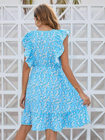 Enchanting Floral Ruffle Wrap Mini DressEnchanting Floral Ruffle Wrap Mini Dress
 Indulge in the allure of the Enchanting Floral Ruffle Wrap Mini Dress, a chic ensemble that seamlessly combines elegance anLove Salve Enchanting Floral Ruffle Wrap Mini DressColor