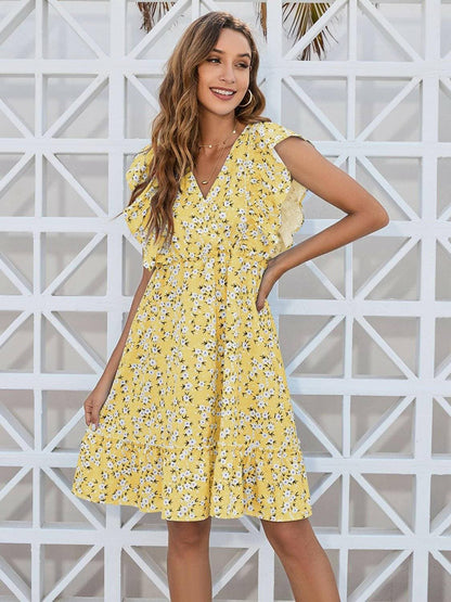 Enchanting Floral Ruffle Wrap Mini DressEnchanting Floral Ruffle Wrap Mini Dress
 Indulge in the allure of the Enchanting Floral Ruffle Wrap Mini Dress, a chic ensemble that seamlessly combines elegance anLove Salve Enchanting Floral Ruffle Wrap Mini DressColor