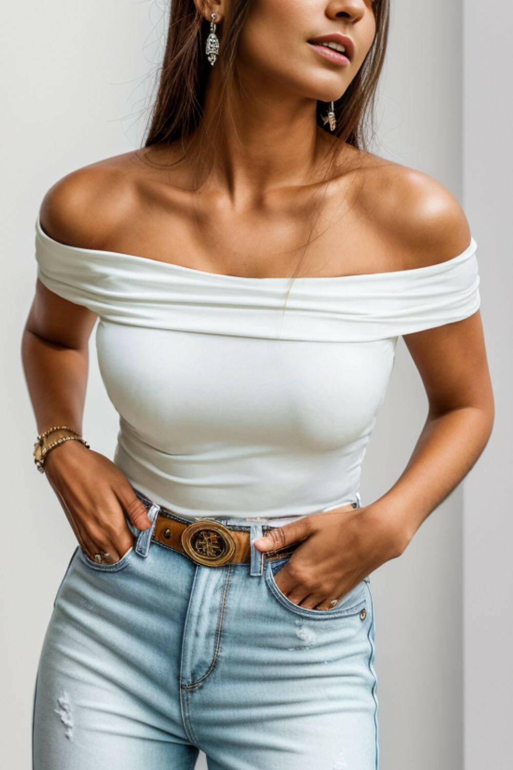 Chic Sheer Off-Shoulder Blouse with Short SleevesChic Sheer Off-Shoulder Blouse with Short Sleeves
 Upgrade your wardrobe with our Chic Sheer Off-Shoulder Blouse, designed to make you stand out at any event or gathLove Salve Chic SheerColor