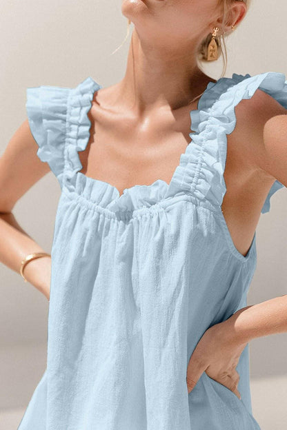 Chic ruffled square neck top set