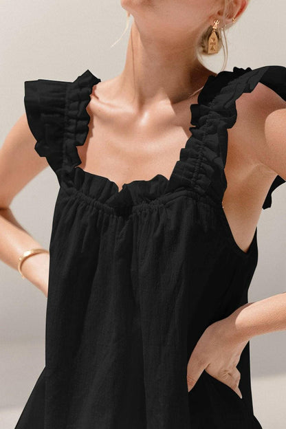 Chic ruffled square neck top set