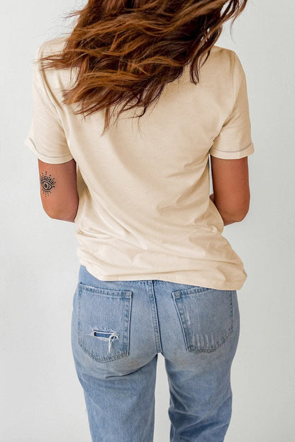 Pumpkin print casual tee with cuffs - Love Salve 