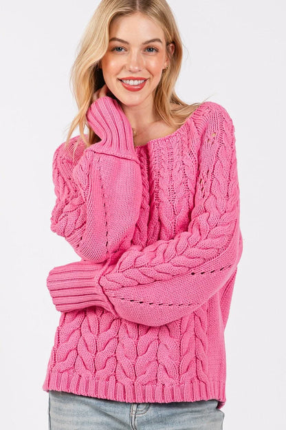 Cozy oversized cable-knit sweater - Love Salve 