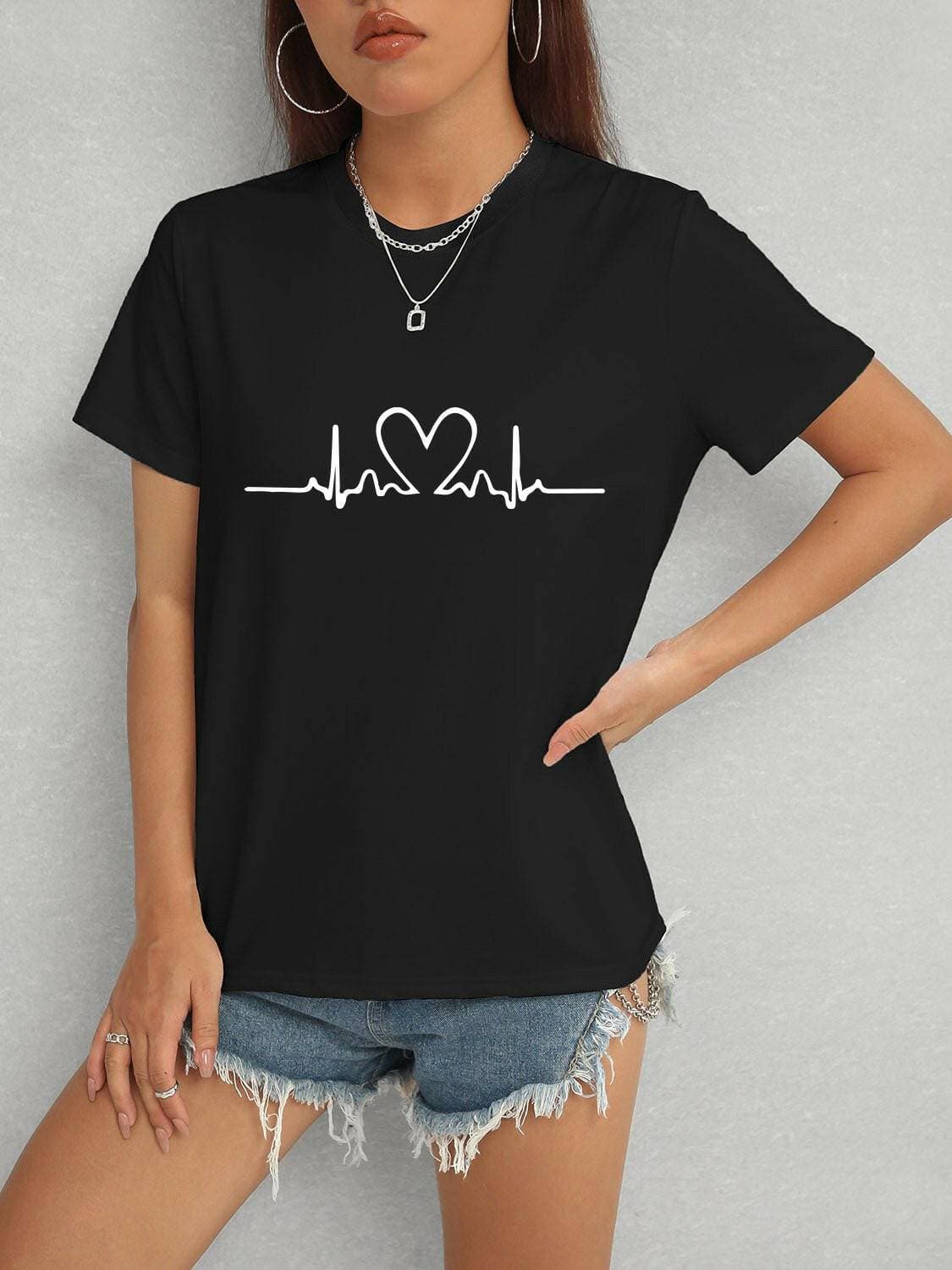 Heart Print Classic Short Sleeve Tee - Love Salve 