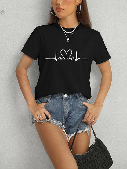 Heart Print Classic Short Sleeve Tee - Love Salve 