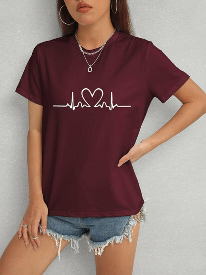 Heart Print Classic Short Sleeve Tee - Love Salve 