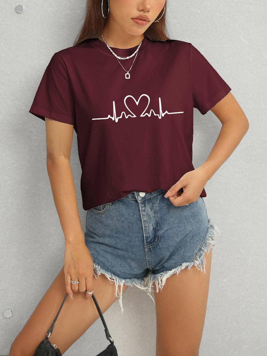 Heart Print Classic Short Sleeve Tee - Love Salve 