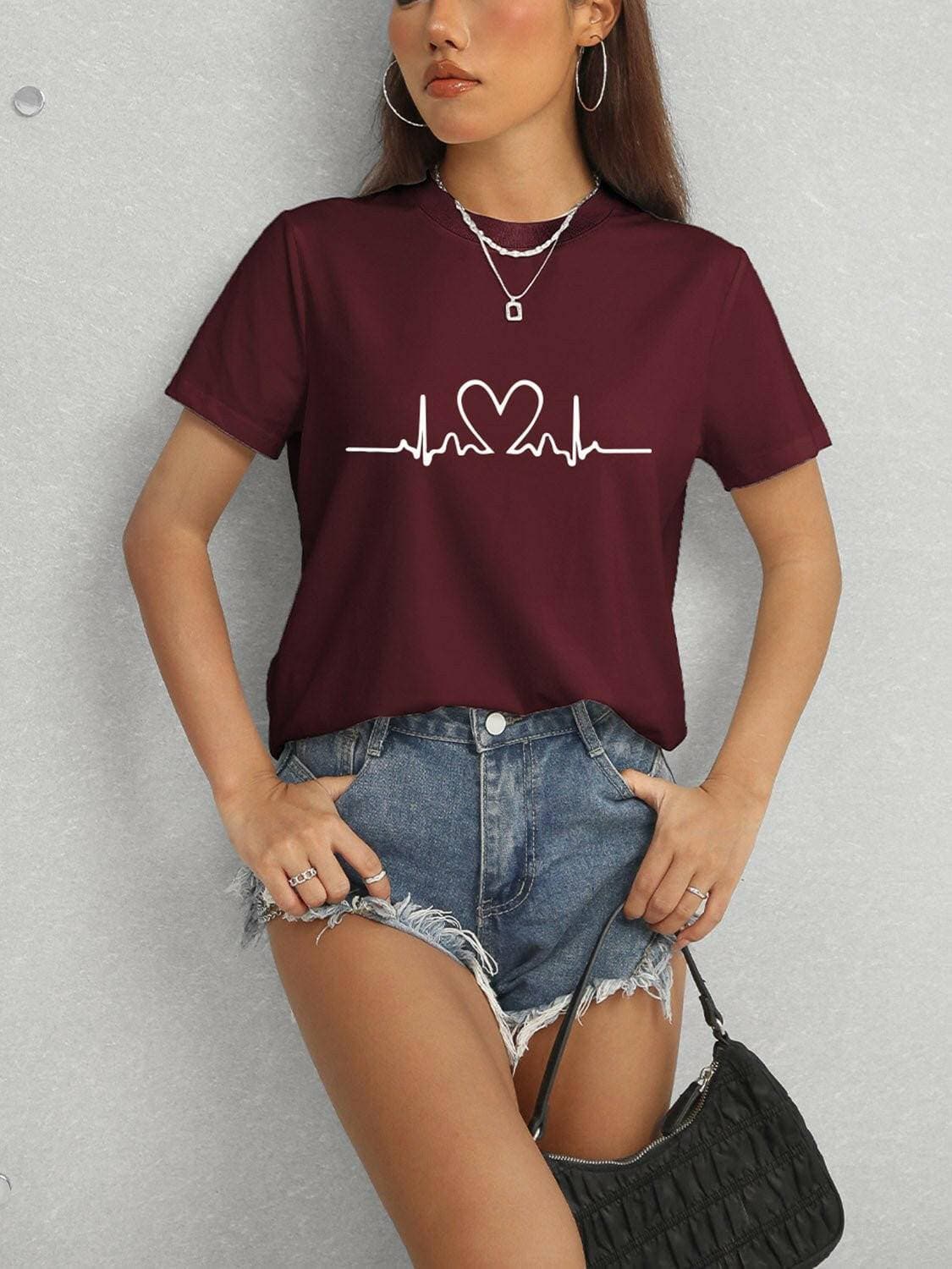 Heart Print Classic Short Sleeve Tee - Love Salve 