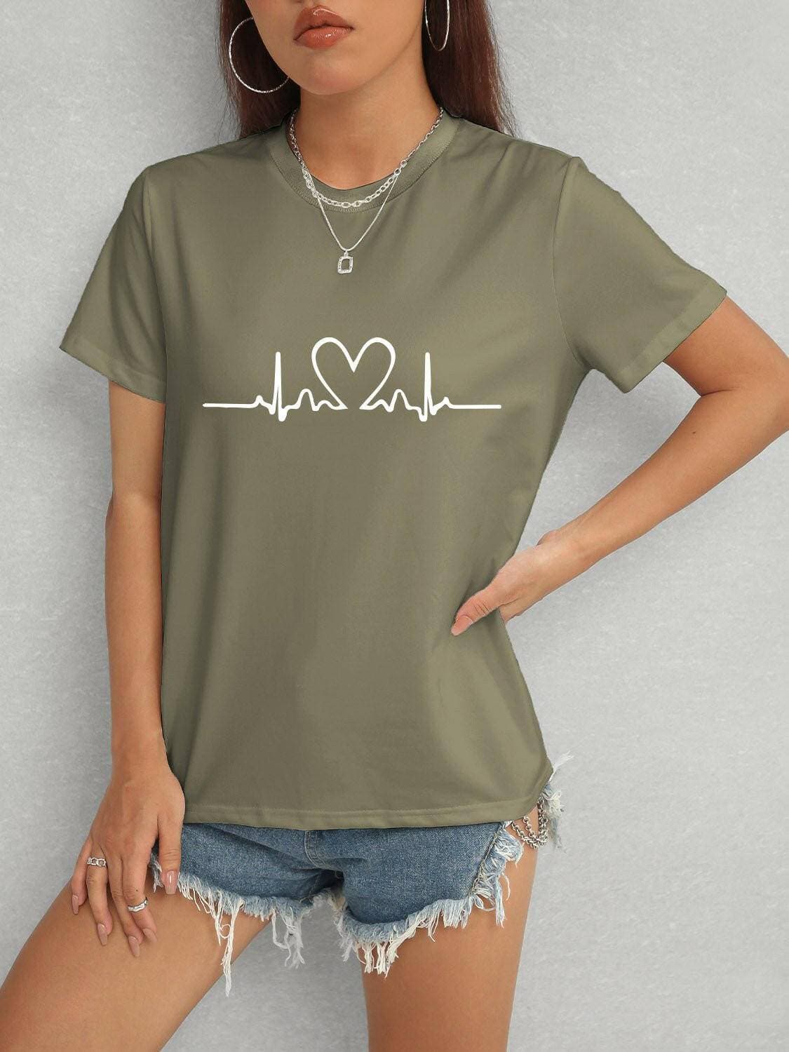 Heart Print Classic Short Sleeve Tee - Love Salve 