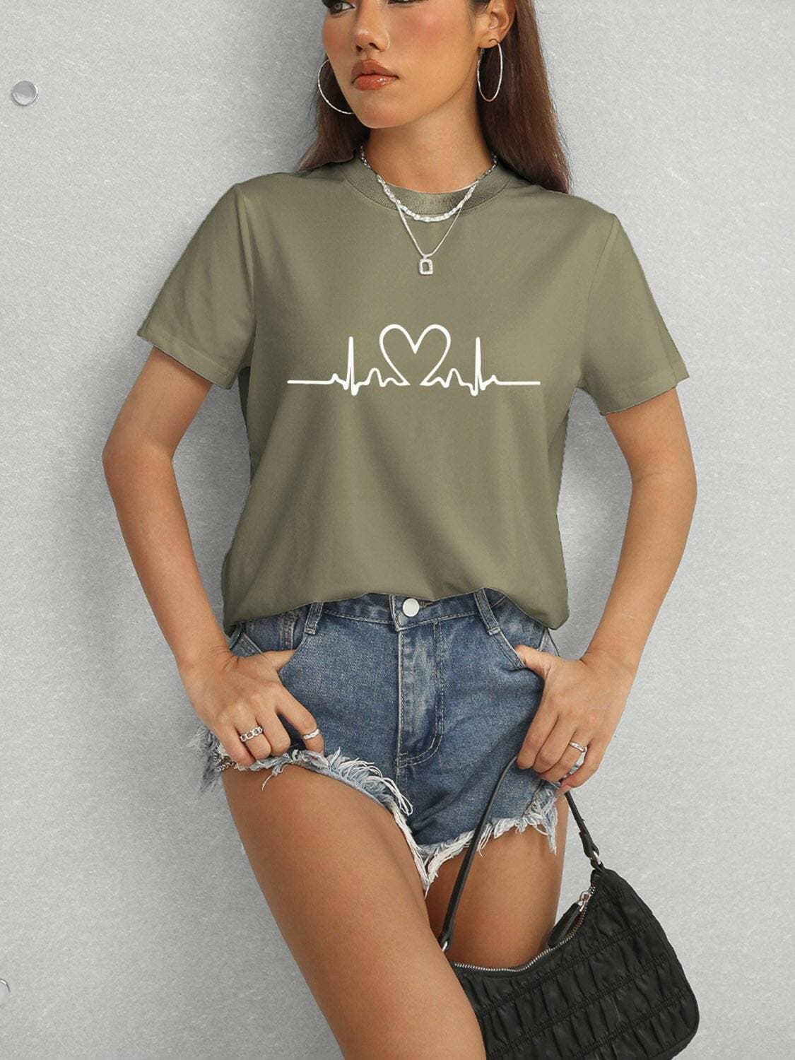 Heart Print Classic Short Sleeve Tee - Love Salve 