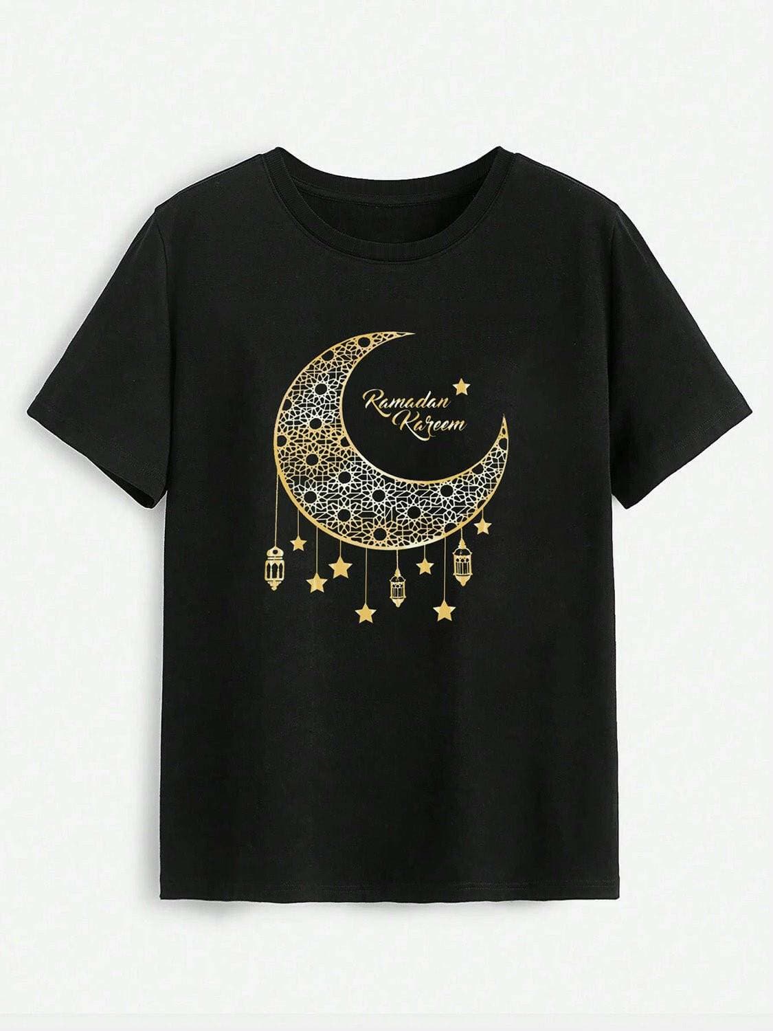 Lunar Print Crew Neck Short Sleeve Tee - Love Salve 