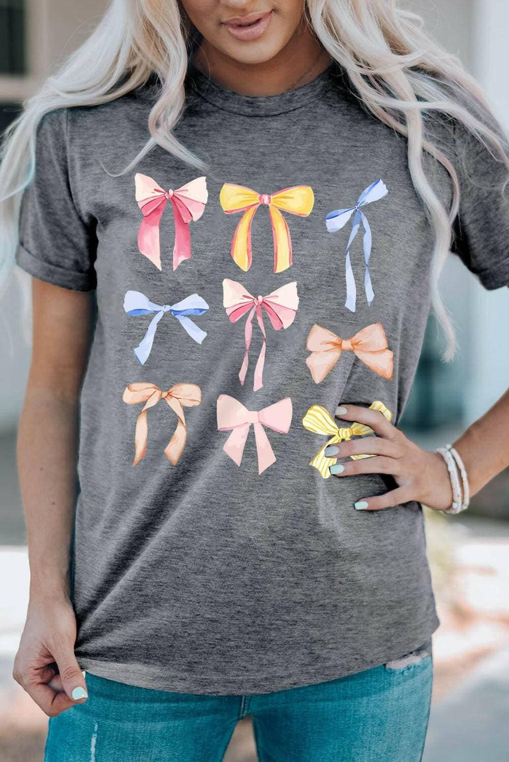 Chic Bow Accent Short Sleeve TeeChic Bow Accent Short Sleeve Tee
 
 
Versatile Style: Elevate your wardrobe with this chic and versatile tee suitable for various occasions.
 
Comfortable Fabric: CrLove Salve Chic Bow Accent Short Sleeve TeeGraphic