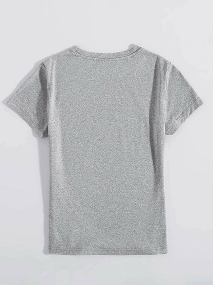 Stylish Letter Print Tee with Round Neck - Polyester BlendStylish Letter Print Tee with Round Neck - Polyester Blend
 Upgrade your style game with our Stylish Letter Print Tee made from a luxurious polyester blend for ultimLove Salve Stylish Letter Print TeeGraphic