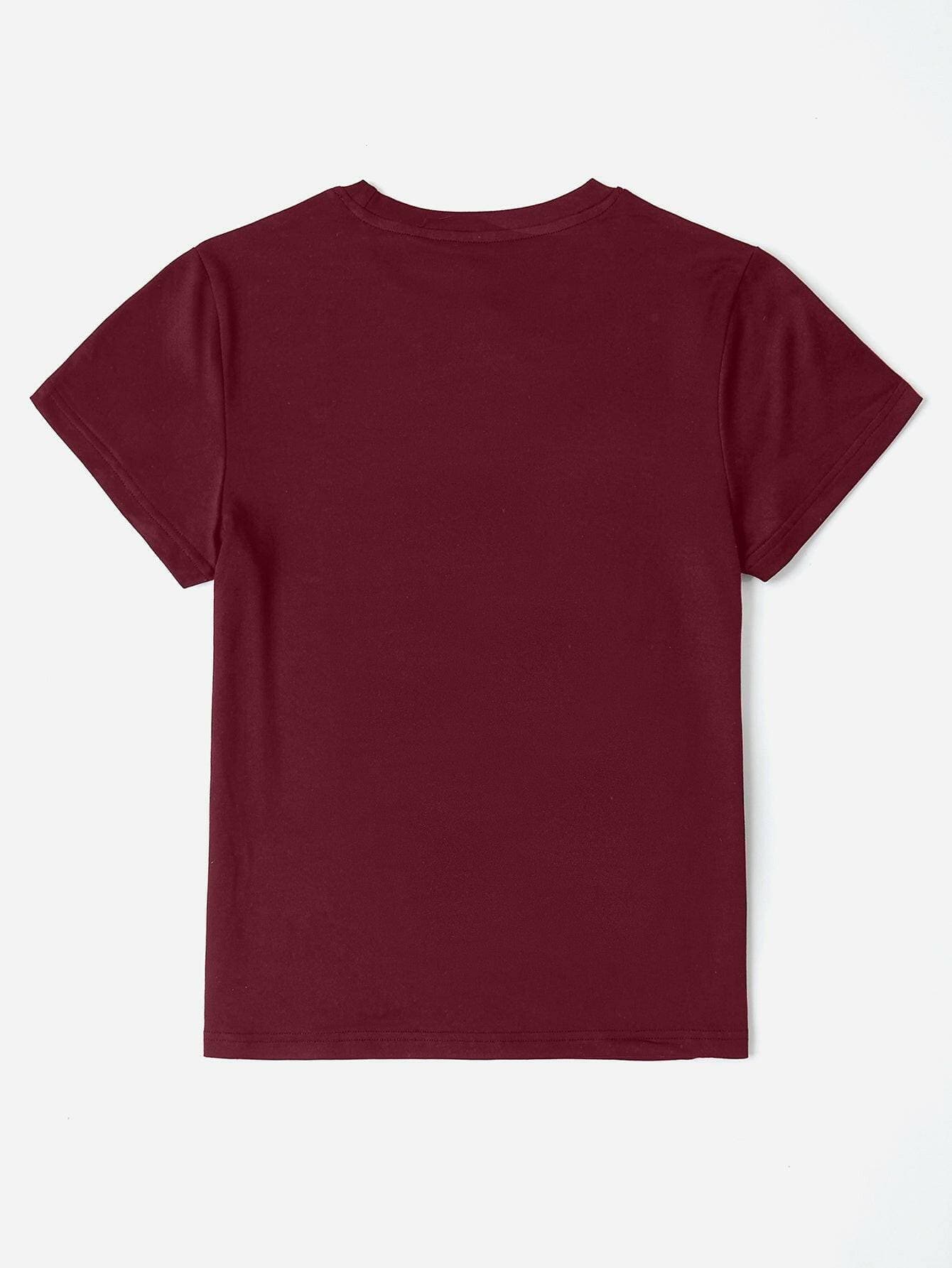 Stylish Letter Print Tee with Round Neck - Polyester BlendStylish Letter Print Tee with Round Neck - Polyester Blend
 Upgrade your style game with our Stylish Letter Print Tee made from a luxurious polyester blend for ultimLove Salve Stylish Letter Print TeeGraphic