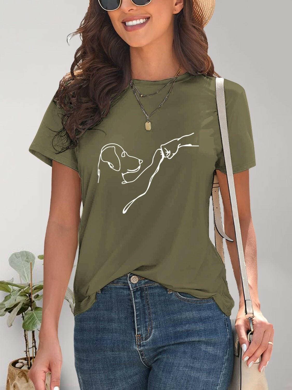 Dog Lover's Graphic Tee - Comfy Round Neck ShirtDog Lover's Graphic Tee - Comfy Round Neck Shirt
 Upgrade your wardrobe with our Dog Lover's Graphic Tee, a must-have for all dog enthusiasts!
 Unique Features:
 
 
Love Salve Graphic Tee - Comfy Round Neck ShirtGraphic