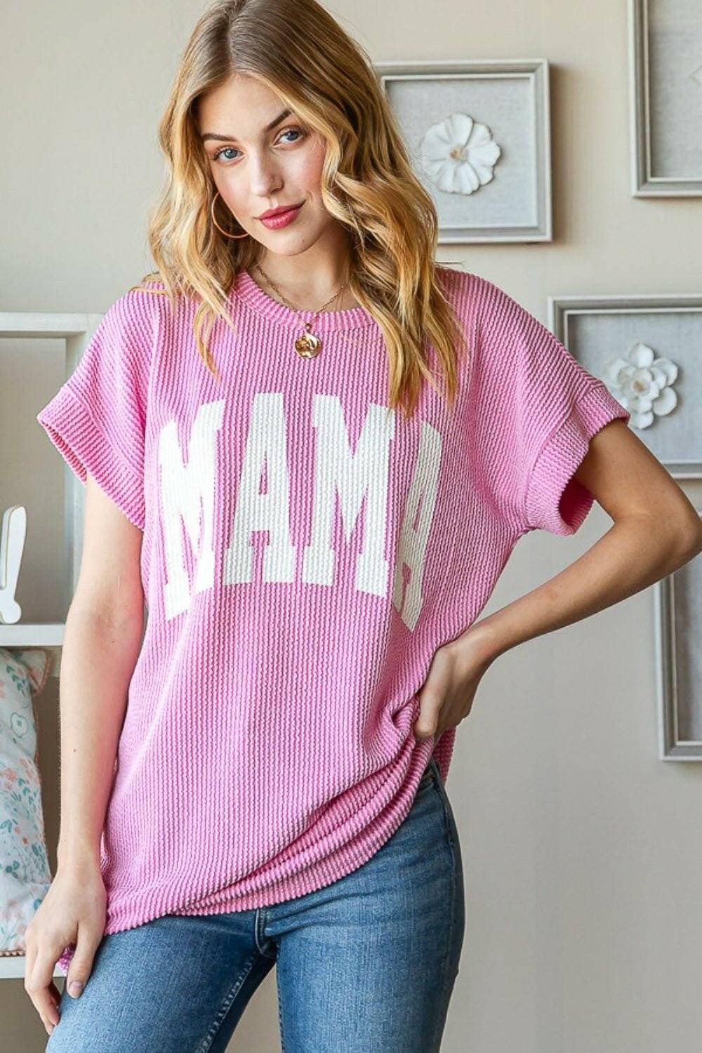 Bold Letter Graphic Print Short Sleeve T-Shirt - Love Salve 