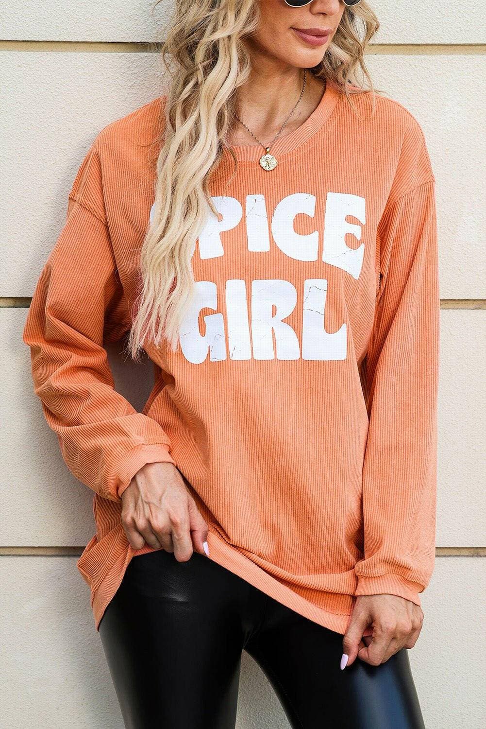 Cozy Chic SPICE GIRL Drop Shoulder Round Neck SweatshirtStay Cozy and Trendy with the Cozy Chic SPICE GIRL Drop Shoulder Round Neck Sweatshirt
 Upgrade your wardrobe with a touch of style and comfort with the Cozy Chic SPLove Salve Cozy Chic SPICE GIRL Drop Shoulder Round Neck SweatshirtGraphic