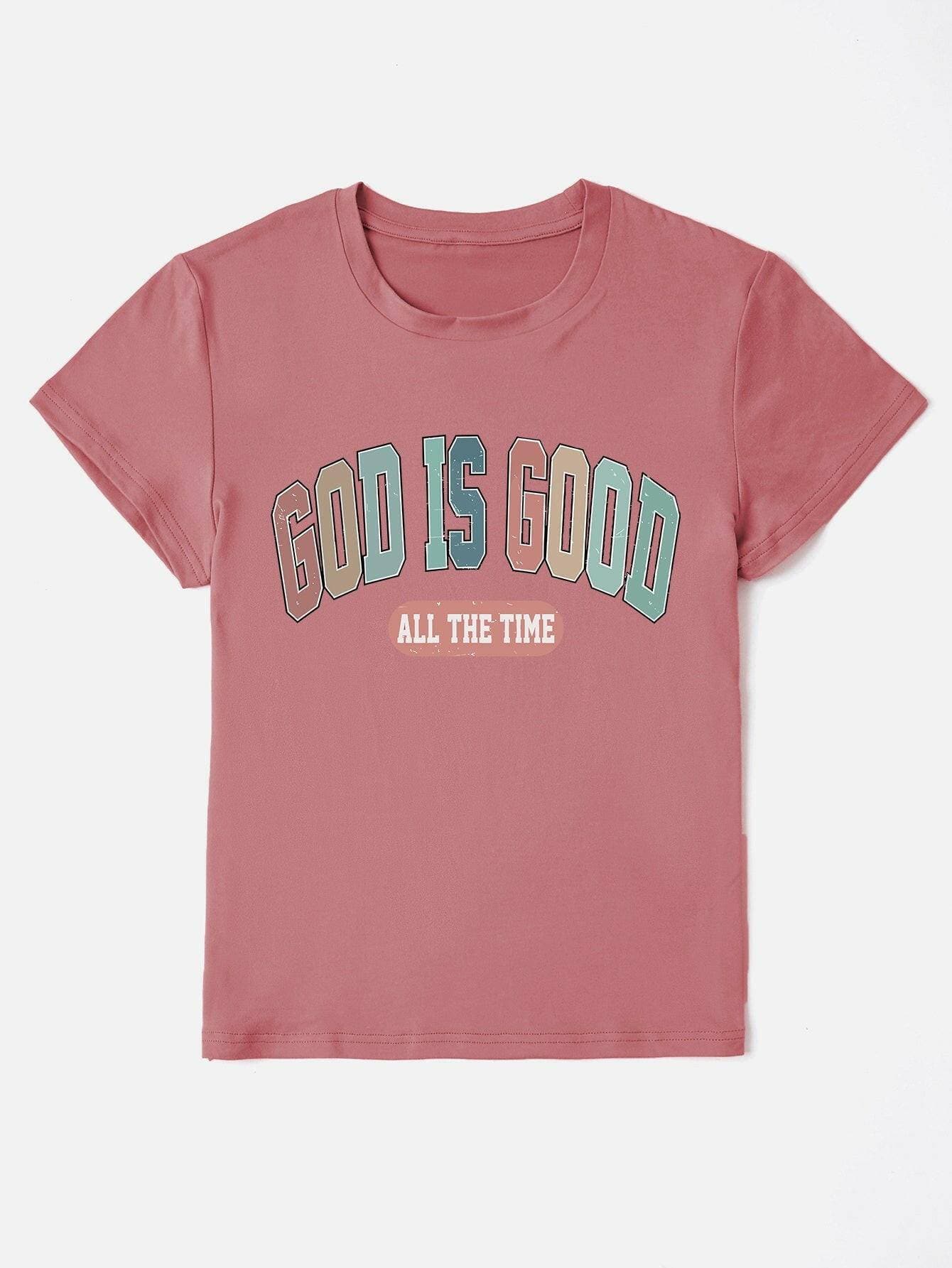 GOD IS GOOD ALL THE TIME Graphic Print TeeExperience Constant Positivity with the GOD IS GOOD ALL THE TIME Graphic Print Tee
 Embrace a simple yet impactful design that conveys a powerful message with this gLove Salve TIME Graphic Print TeeGraphic