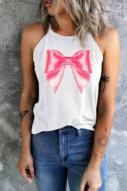 Bow Detail Grecian Neck Tank Top - Love Salve 