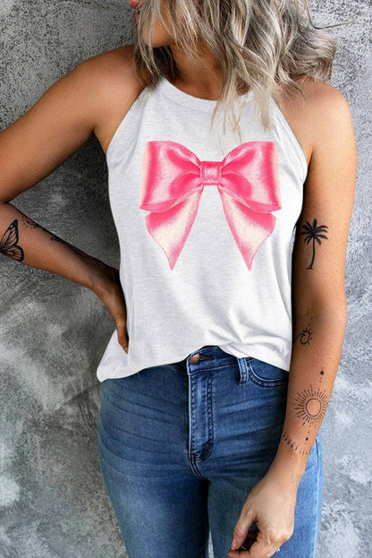 Bow Detail Grecian Neck Tank Top - Love Salve 