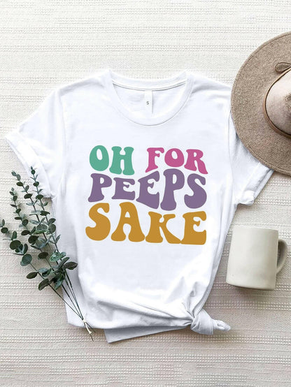 "FOR PEEPS SAKE" Stylish Round Neck Polyester T-ShirtUpgrade Your Style Game with Our "FOR PEEPS SAKE" T-Shirt
 Indulge in the perfect fusion of fashion and comfort with our "FOR PEEPS SAKE" Round Neck Polyester T-ShirLove Salve PEEPS SAKE" Stylish Round Neck PolyesterGraphic